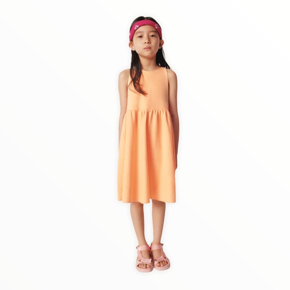 Zara Kids Orange Plain Halter Dress - Picture 2 of 2